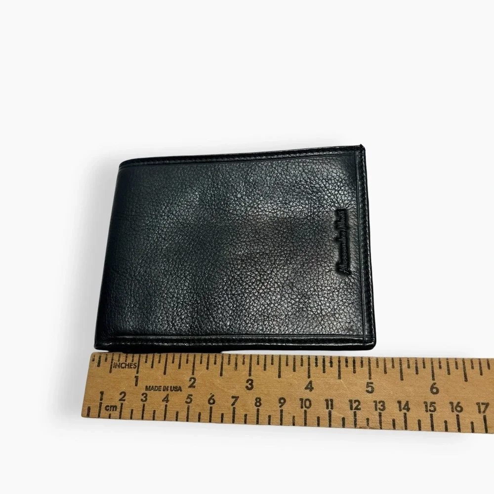 Alessandro Muti Vera Pelle Mens Black Bifold Wallet Italian Leather Italy
